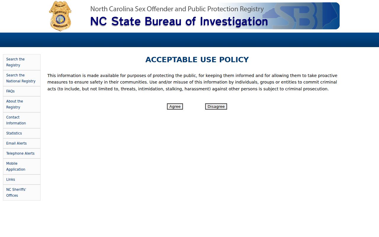North Carolina resident lookup in the official public sex offender registry search