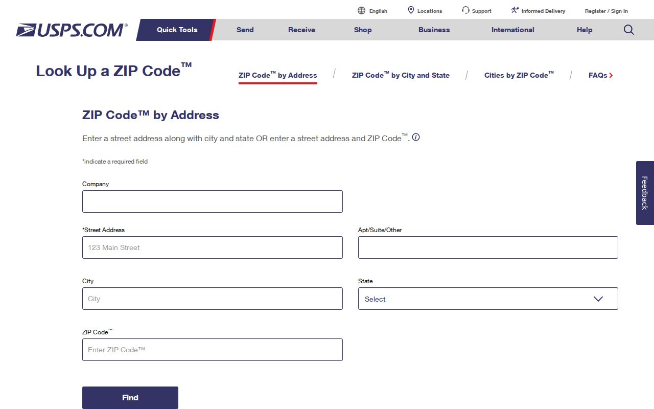 North Carolina ZIP code directory research using the USPS address-to-ZIP verification screen