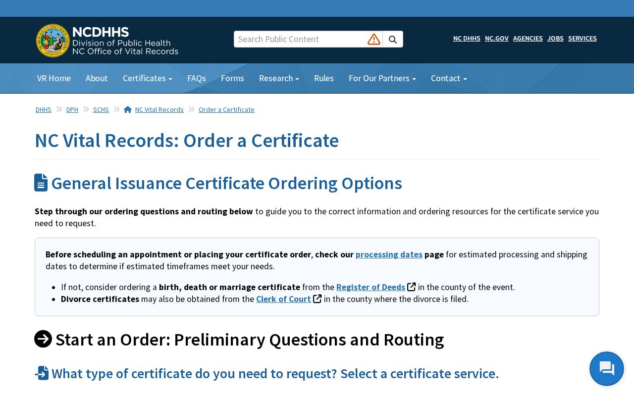 North Carolina resident lookup vital-record certificate order decision workflow