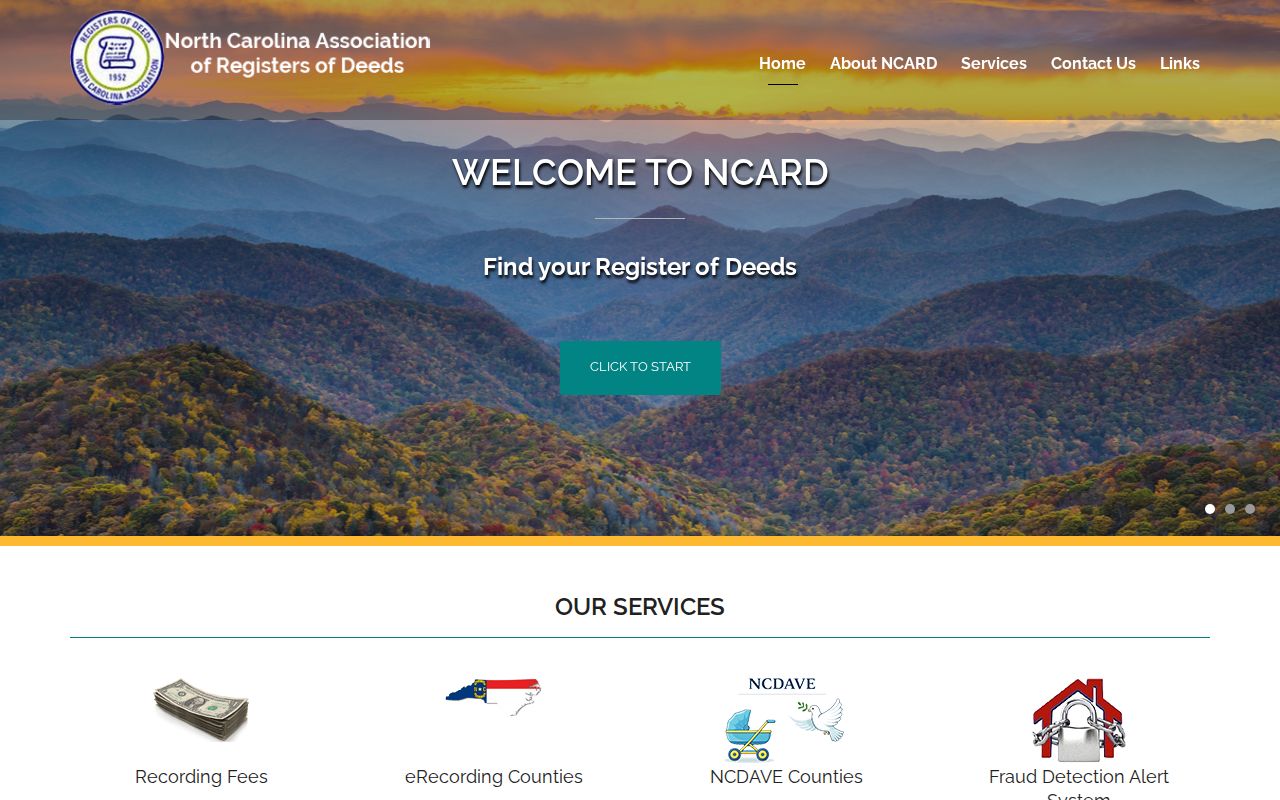 North Carolina residents directory reference to NCARD recording, NCDAVE, and property-fraud alert services